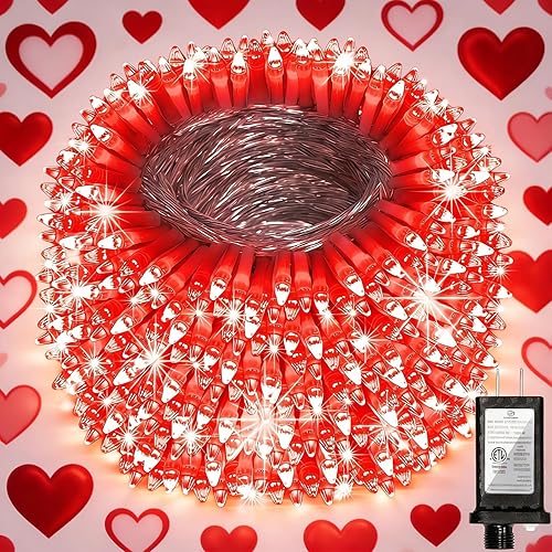 Miniatura 10 de Guirnalda de 1500 luces LED de Navidad de 470 pies, 12 modos y temporizador de memoria regulable, enchufable al aire libre, cable transparente, luz