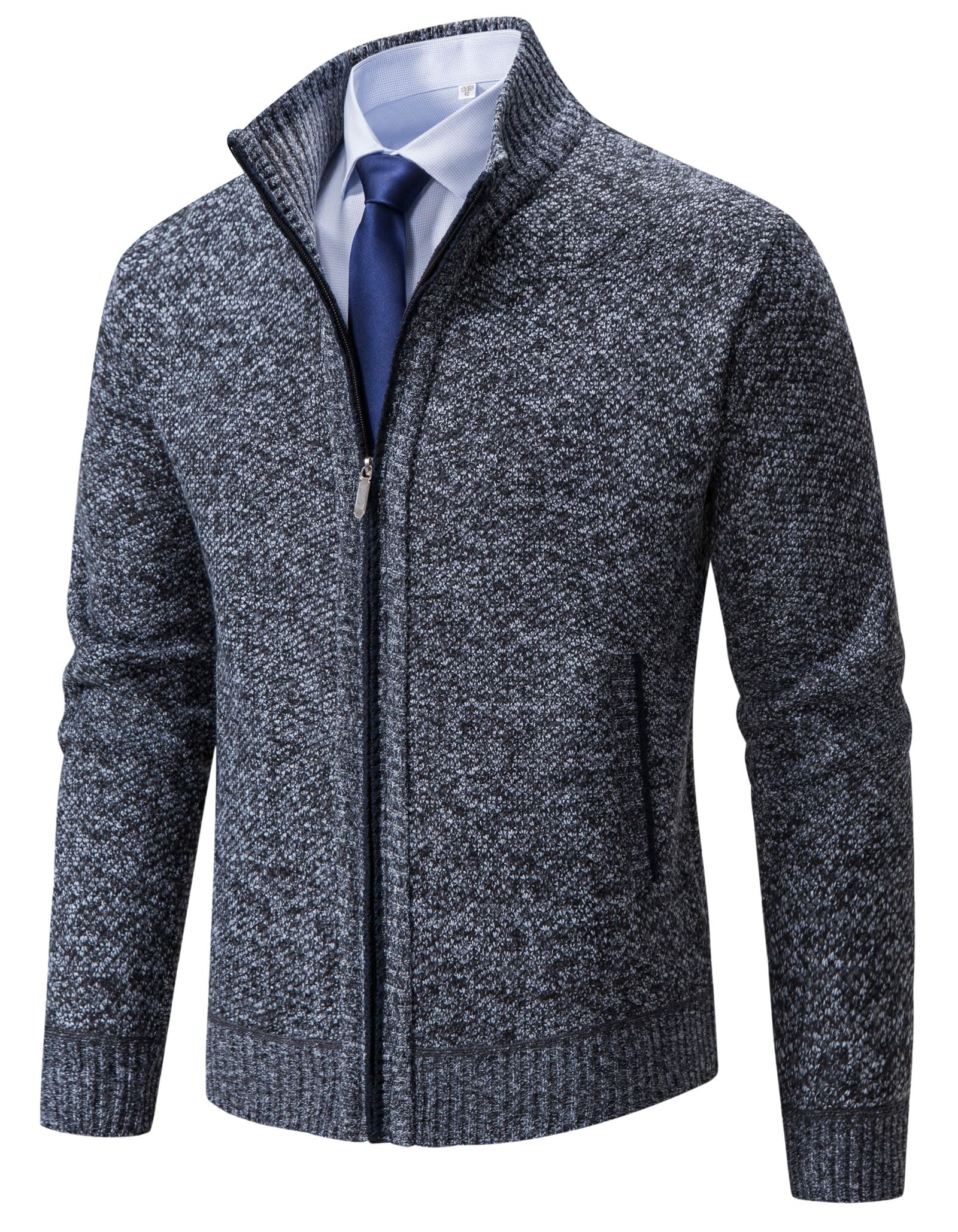 Neecan Men's Full Zip Stand Collar Cardigan