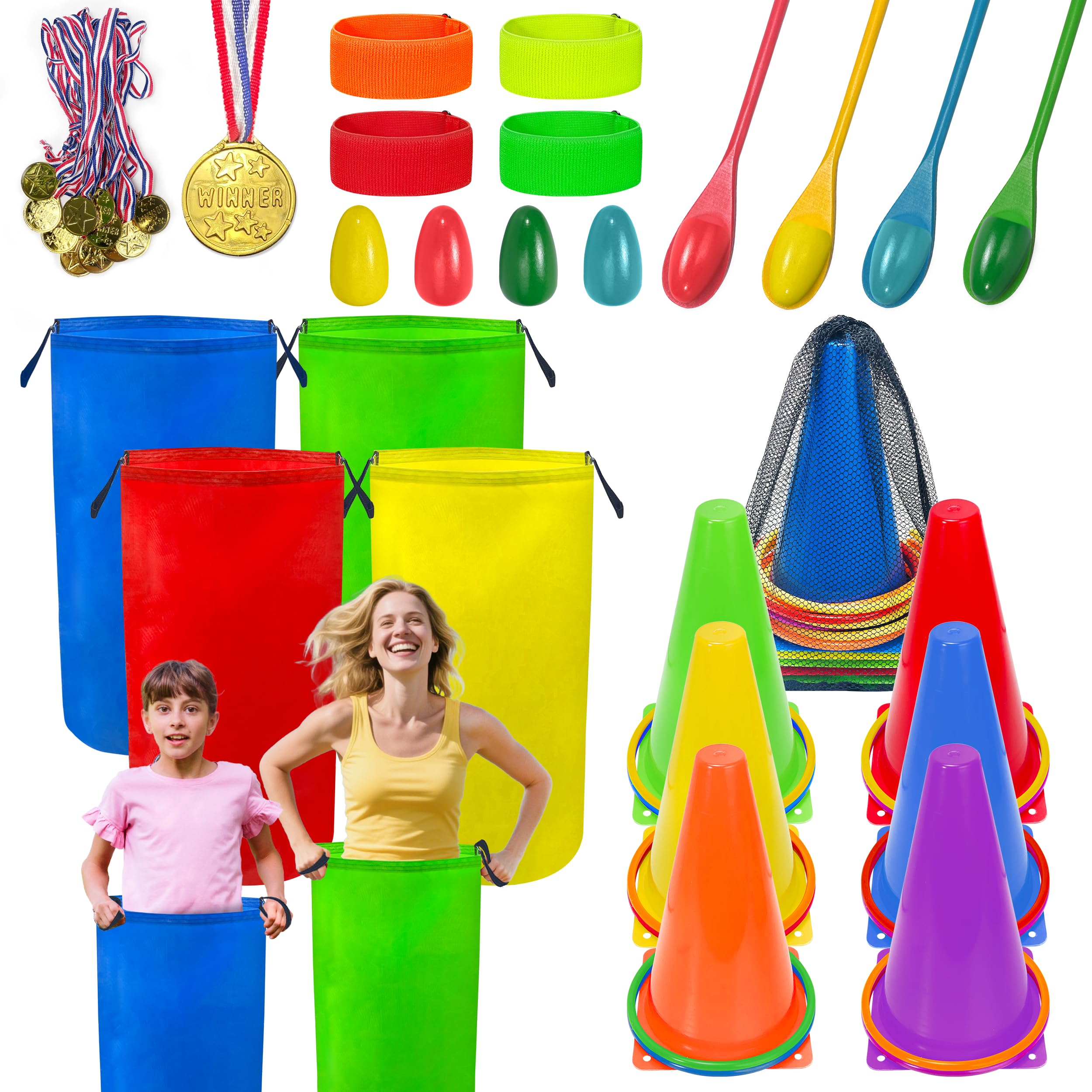 Outdoor Carnival Games for Kids Adult Family, Potato Sack Bags for Kids Adults, Sports Day Games For Yard Games Indoor Outdoor for Boys Girls Adults Family Carnival Games Combo Set