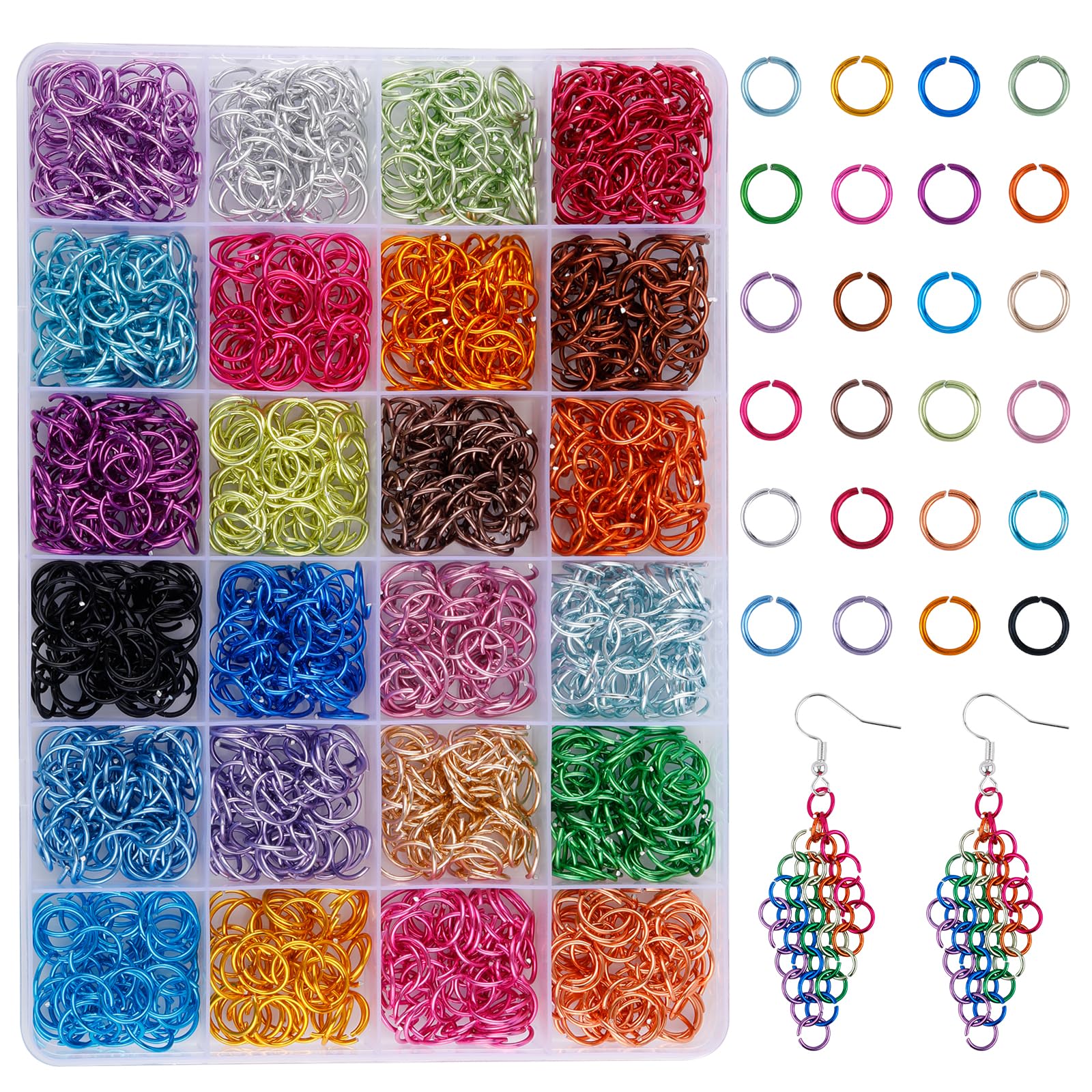 2040 Pcs 24 Colors Aluminum 10mm Jump Rings for Jewelry Making Colored Jump Ring Chainmail Rings for Necklaces Bracelet Earring Jewelry Making(10mm)