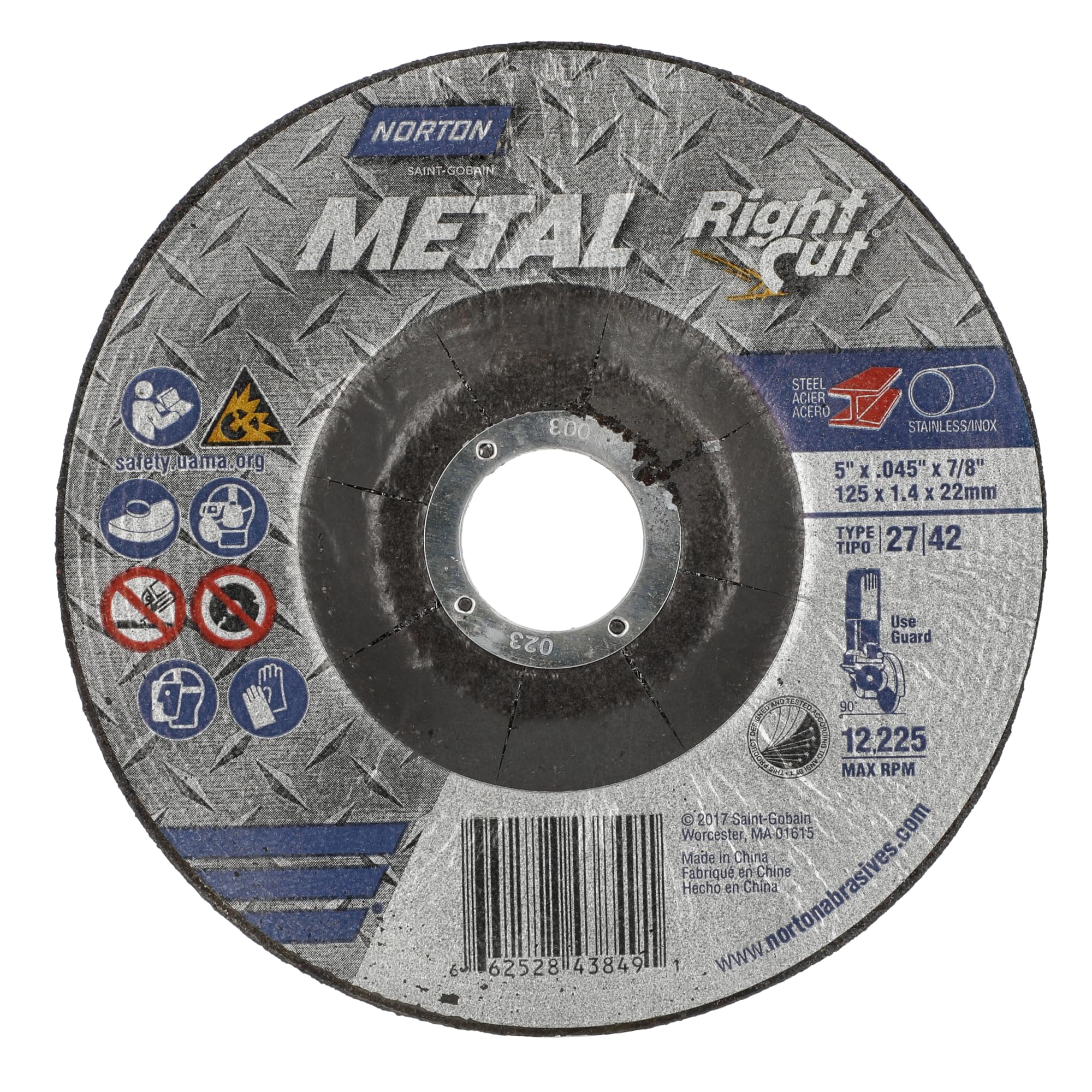 Norton 66252843849 Unitized & Convolute Wheels Size 5 x .045 x 7/8