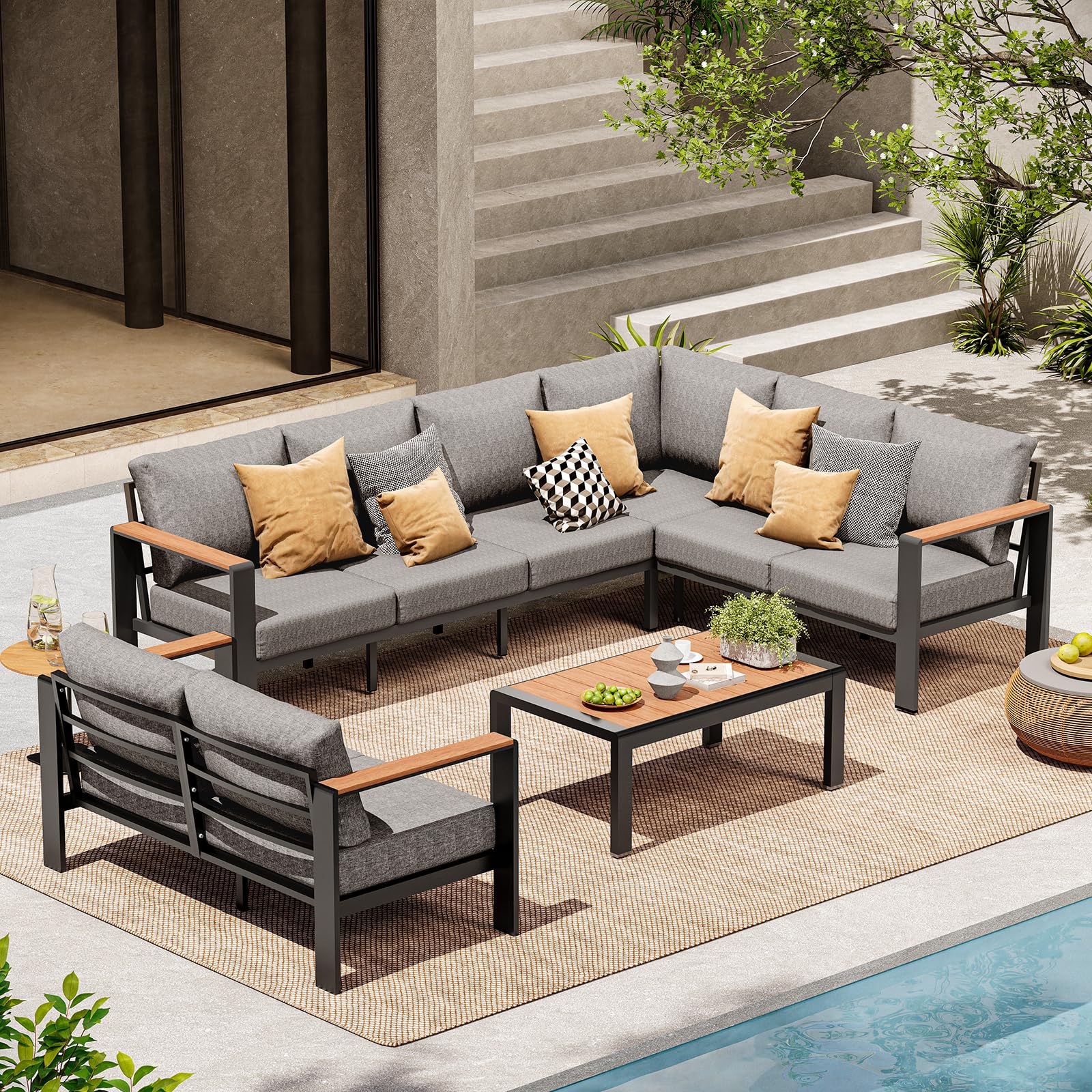ComfCove 8-Seat Aluminum Sectional