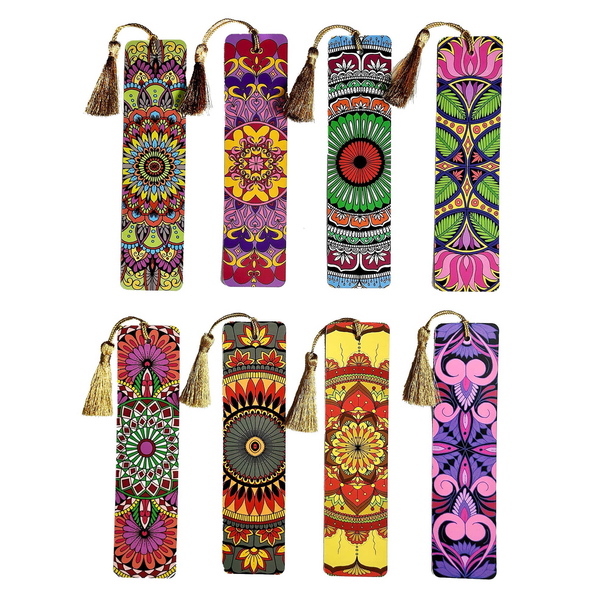 Ambiyaa Handmade Mandala Bookmarks Set of 8 Bookmarks with Tassel