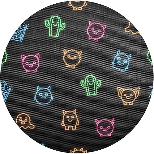 Neon Cute Faces Black Round Table Placemats, Non Slip Washable Placemats Non Slip for Kitchen Table one sizex6