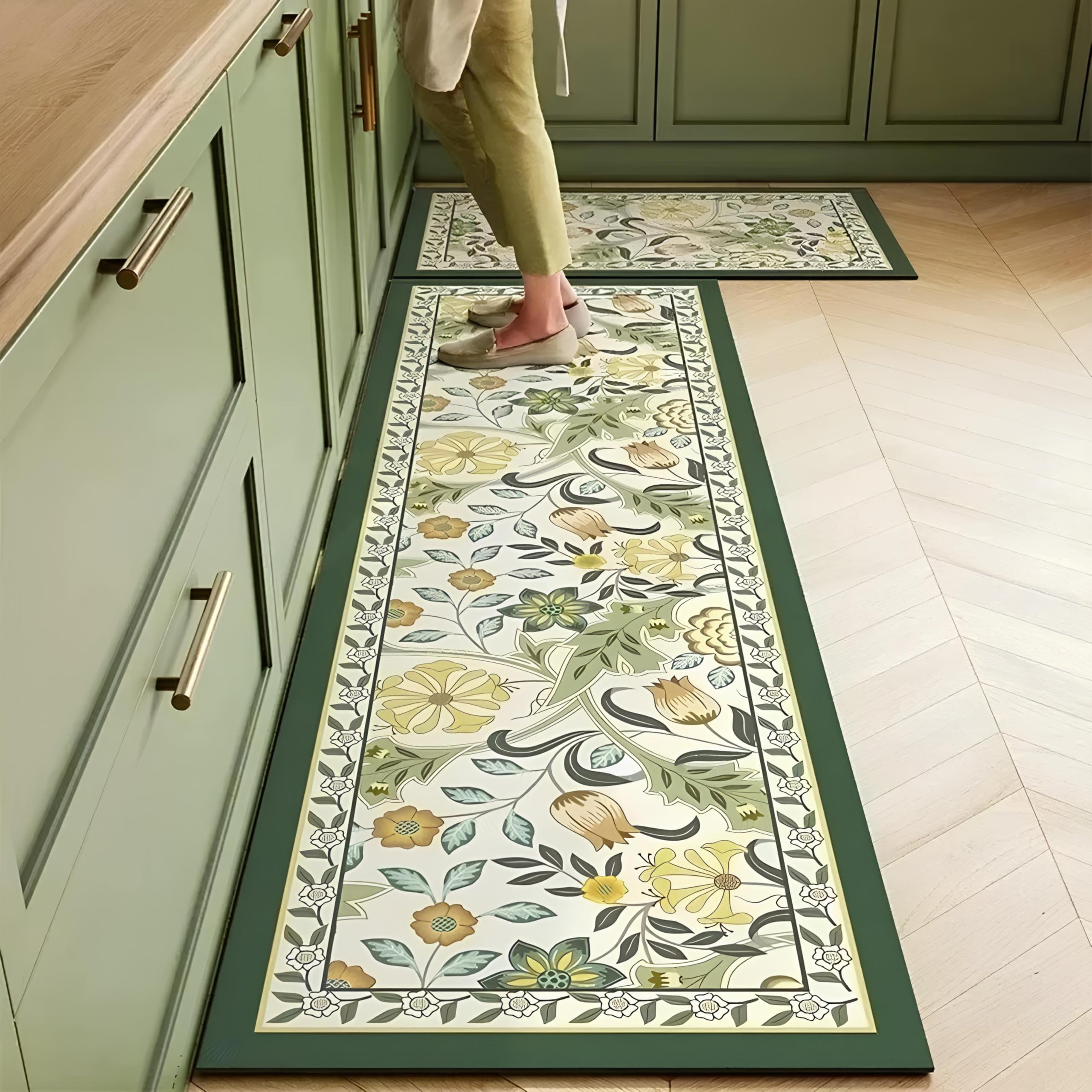 Roslen 2 Pcs Kitchen Mats for Floor, Waterproof Anti Fatigue Memory Foam Rug Set, Non-Slip Washable Kitchen Floor Rugs with Rubber Backing, Comfortable Standing Mat for Kitchen, Sink, Home & Office-picture-10