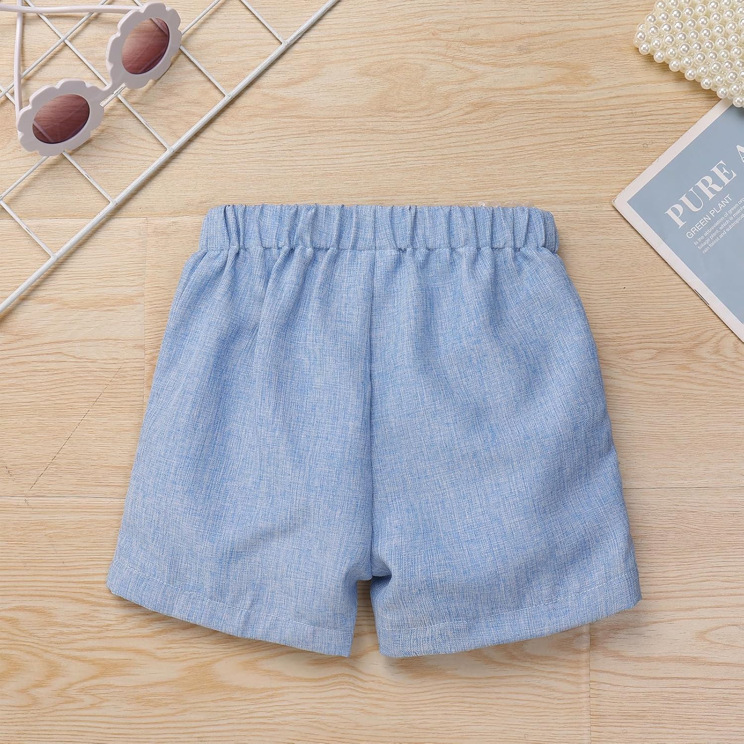 ODASDO Baby Boy Smocked Outfit Toddler Kids Short Sleeve Shirt and Shorts Set for Birthday Party Cake Smash Wedding Baptism - Image 6