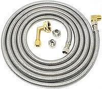 Vista 1 de Kit de instalación de manguera para lavavajillas - Acero inoxidable premium - Línea de suministro de agua a prueba de explosiones con conexiones