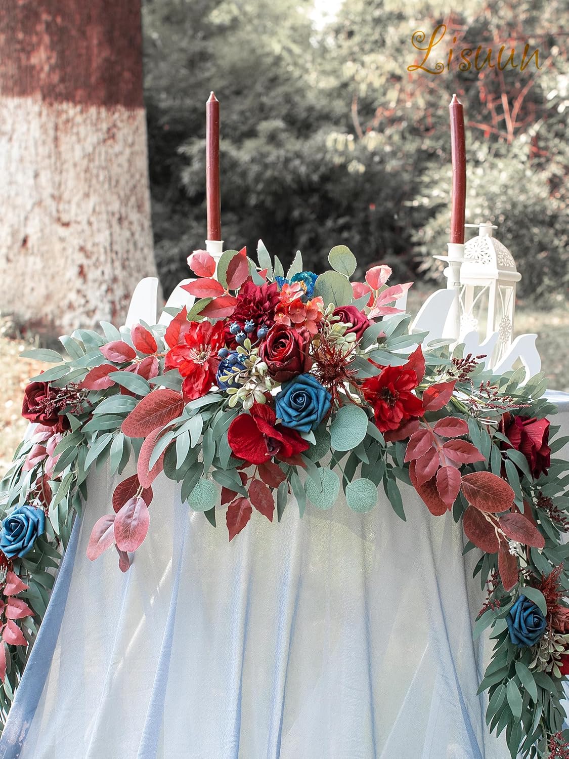 Lisuun 9FT Wedding Arch Flower Garland, Handmade Wedding Table Decorations,Head Table Floral Decor for Noble and Charming Wedding Ceremony