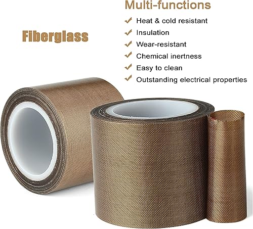 Miniatura 3 de Cinta de teflón, cinta de PTFE de tela de 12 pulgada de 30 pies para máquina selladora de impulso manual o al vacío, cinta adhesiva recubierta de