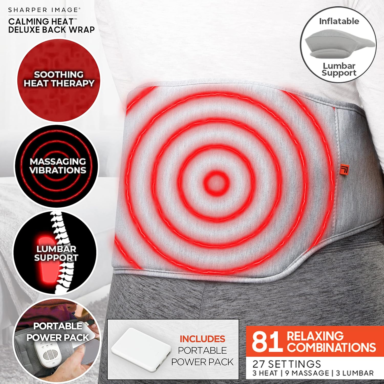Buy Calming Heat Back Wrap Deluxe by Sharper Image Cordless Electric