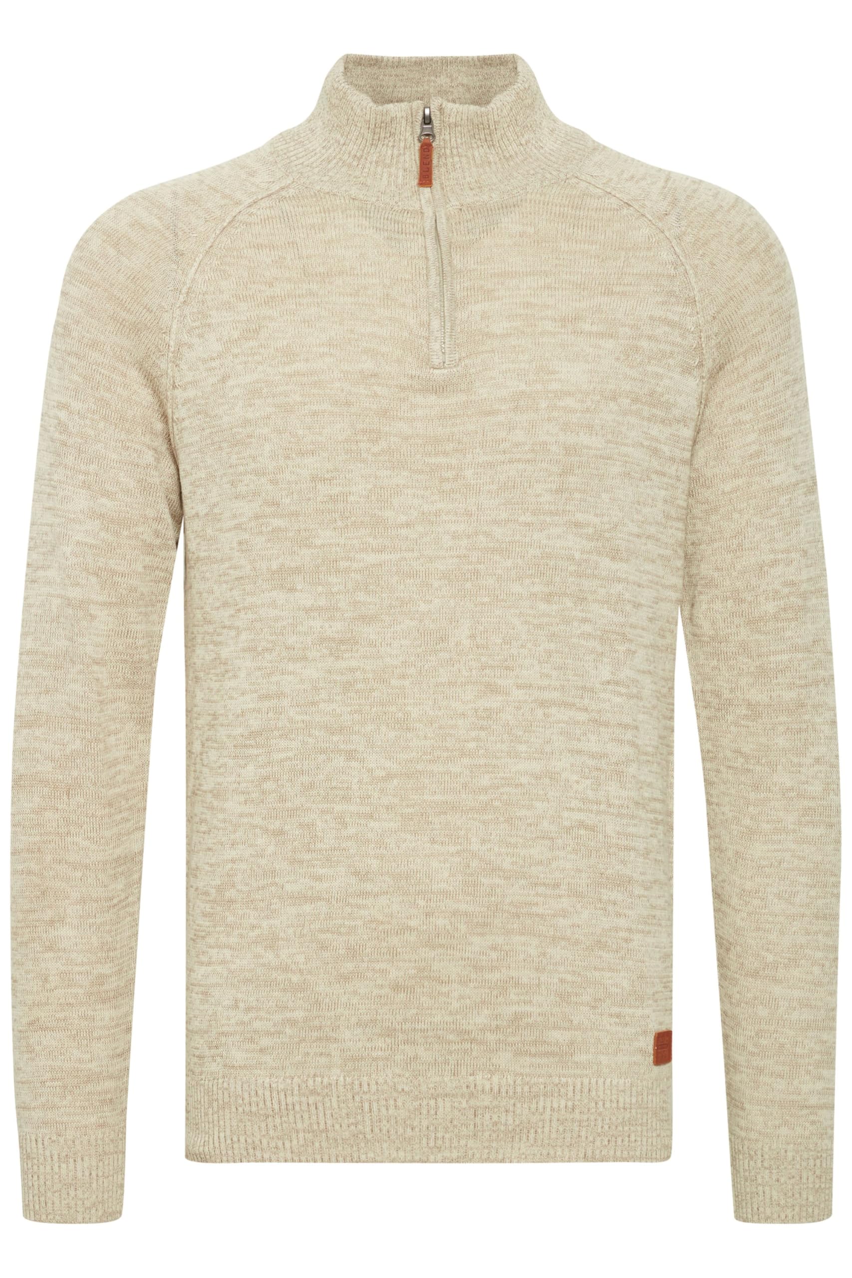 Blend BHDanovan Herren Strickpullover Troyer Feinstrick Pullover mit Troyerkragen Reißverschluss Rippbündchen Baumwollmischung Regular fit