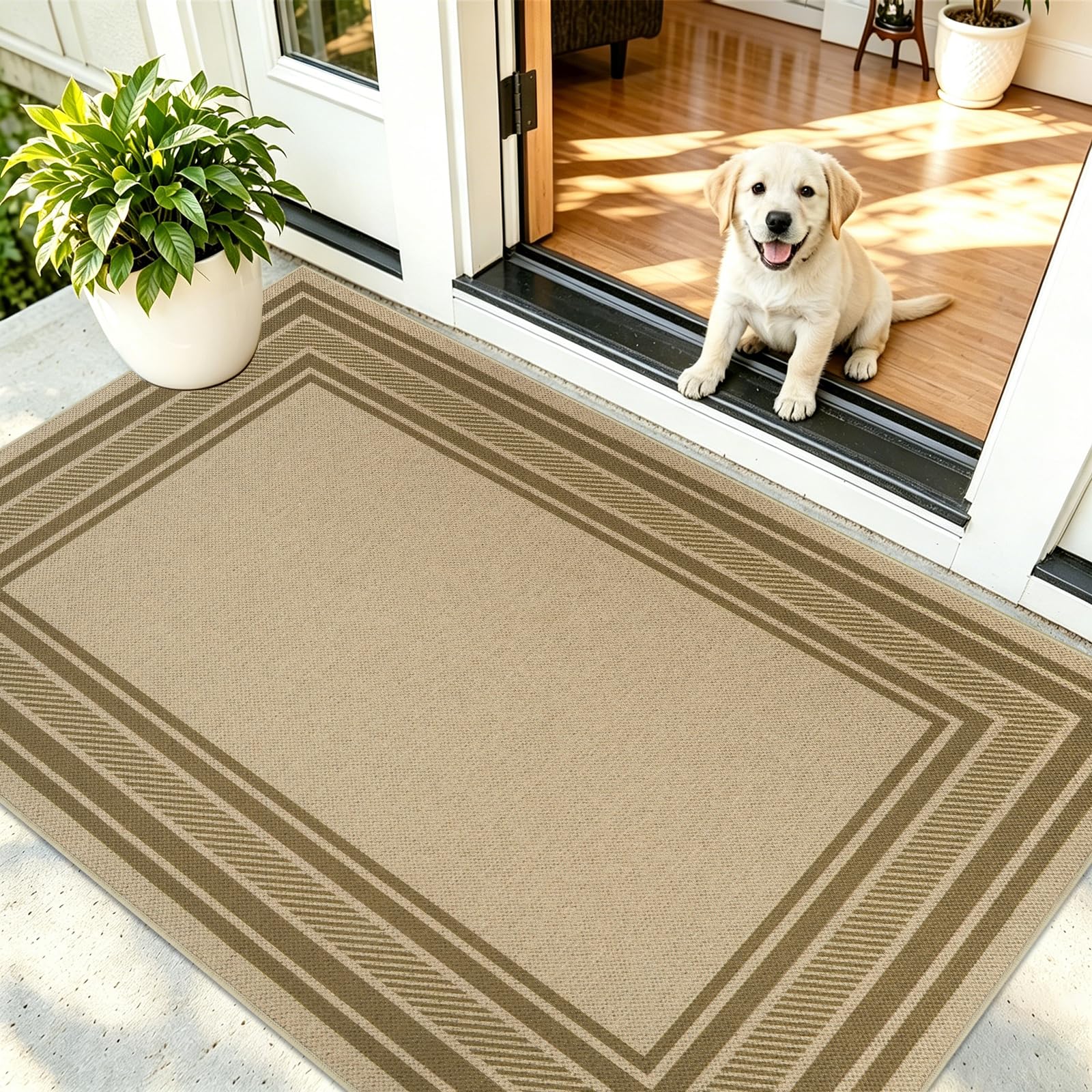 Famibay Alfombra Pasillo 80x150cm Alfombra Yute Exterior Terraza Alfombras Cocina Lavable Antideslizante Natural para Entrada Dormitorio Lavandería Balcón Marrón
