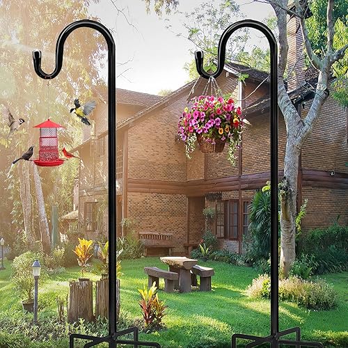 Miniatura 3 de Akeydeco Ganchos de pastor para postes de exteriores, paquete de 2 macetas de jardinería de 48 pulgadas, macetas y accesorios para colgar plantas,