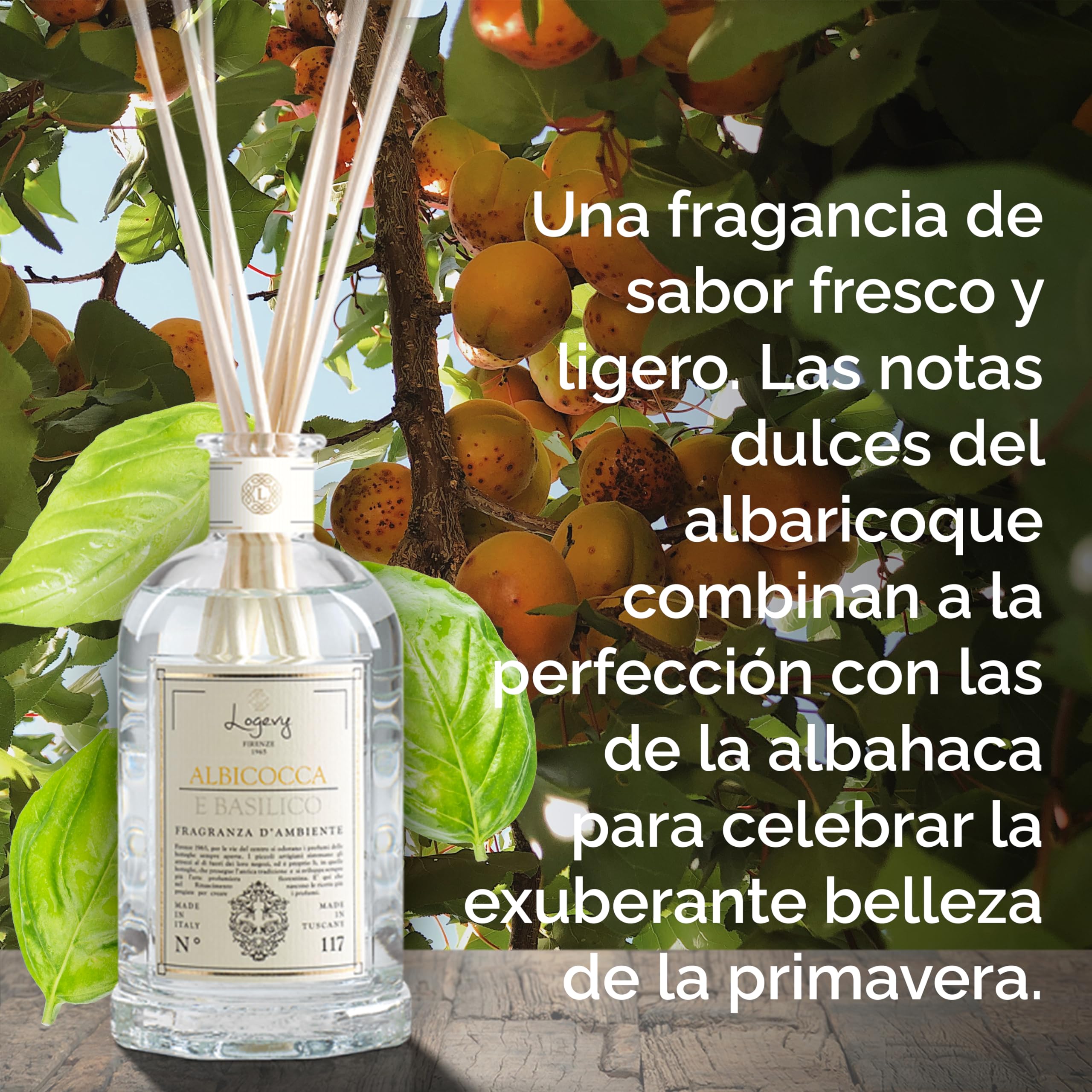 LOGEVY - Ambientador para el bienestar de la persona y de la casa - Albaricoque y albahaca (500 ml New 2022)
