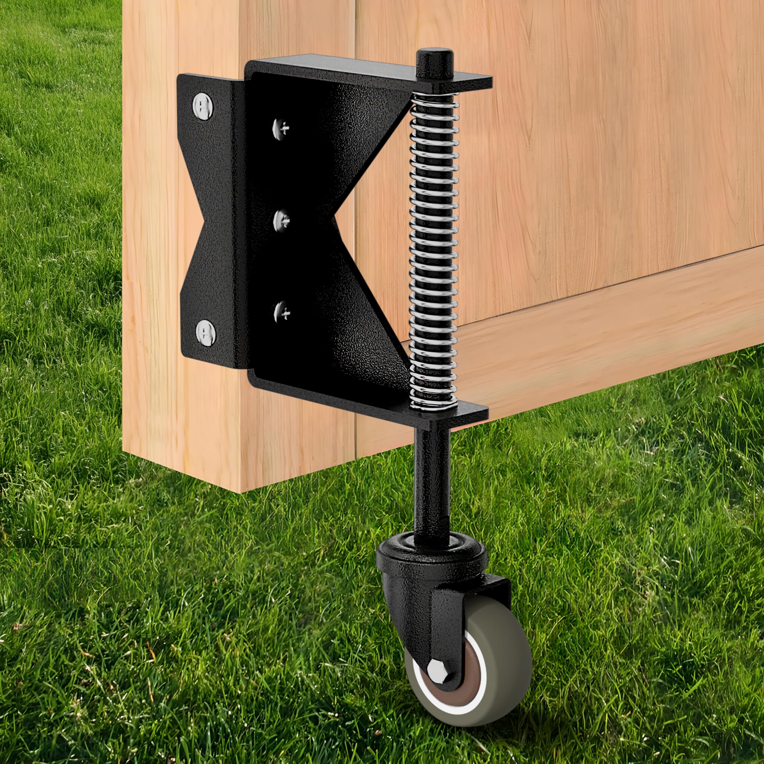 Lygoeeg 5 cm Torrad, schwerlastgeeignet, federbelastete Vollgummi-Rolle für Holz-/Landtor, Tragfähigkeit 40 kg, mit Schrauben und Schraubendreher, Schwarz, (1er-Pack/Rechts)