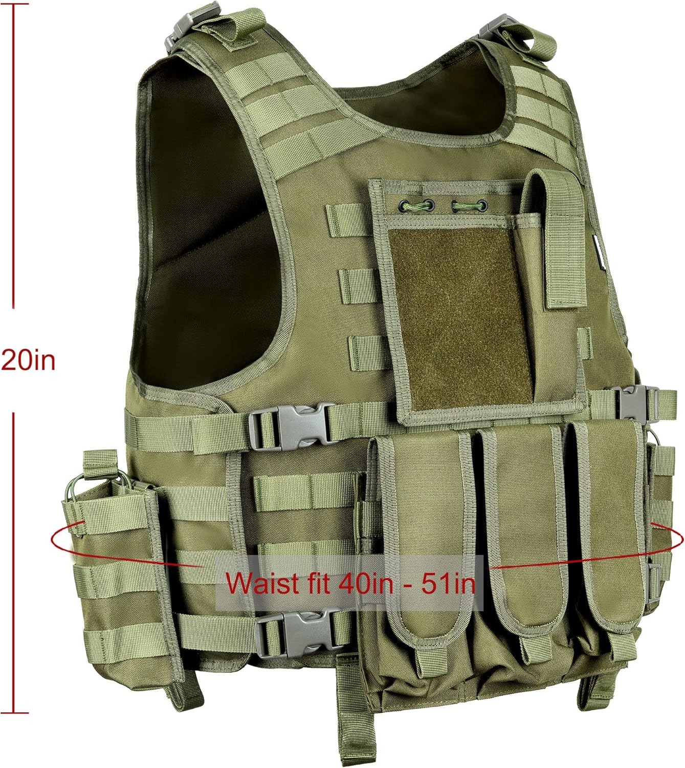 MGFLASHFORCE Tactical Airsoft Vest Adjustable Modular Paintball Vest (Green) : Sports & Outdoors