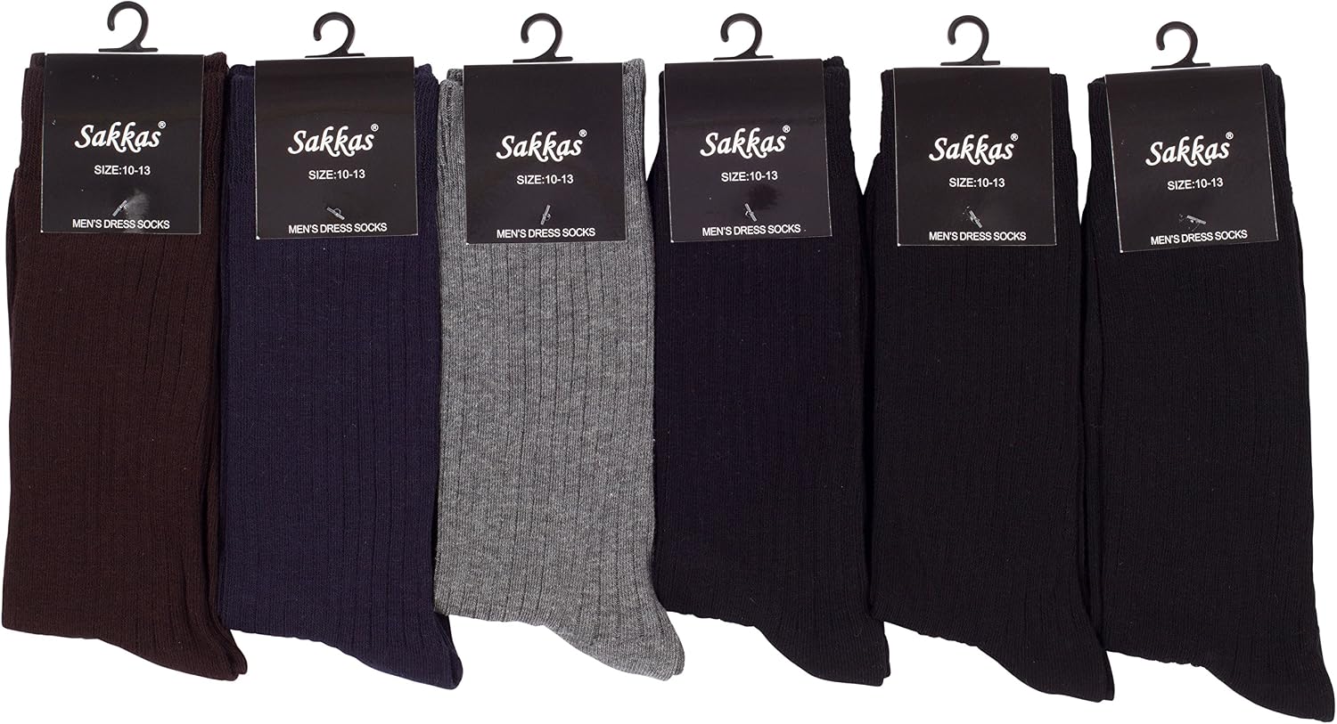 Sakkas Men's Cotton Blend Ribbed Dress Socks Value 6-Pack image 2