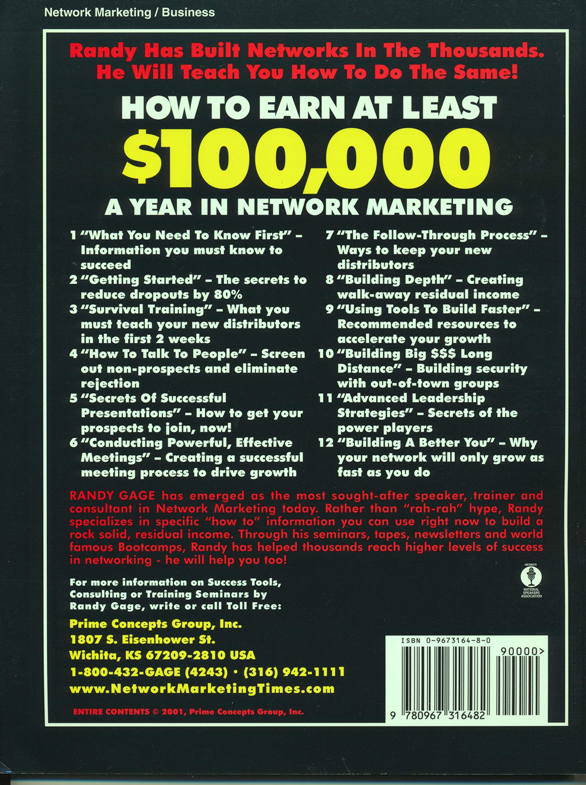 How to Earn at Least $100,000 a Year: In Network Marketing Study Guide :  Gage, Randy: Amazon.de: Books