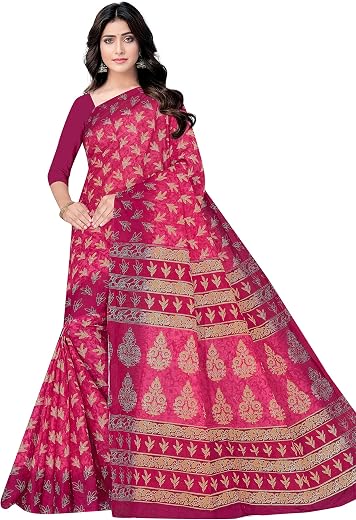 TAMAIRA FASHION Women's Plain Weave Pure Cotton Saree Without Blouse Piece(AB35_Parent)