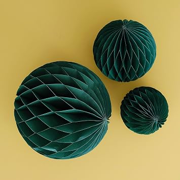 Ginger Ray Green Hanging Honeycomb Paper Party Decorations 3 Pack