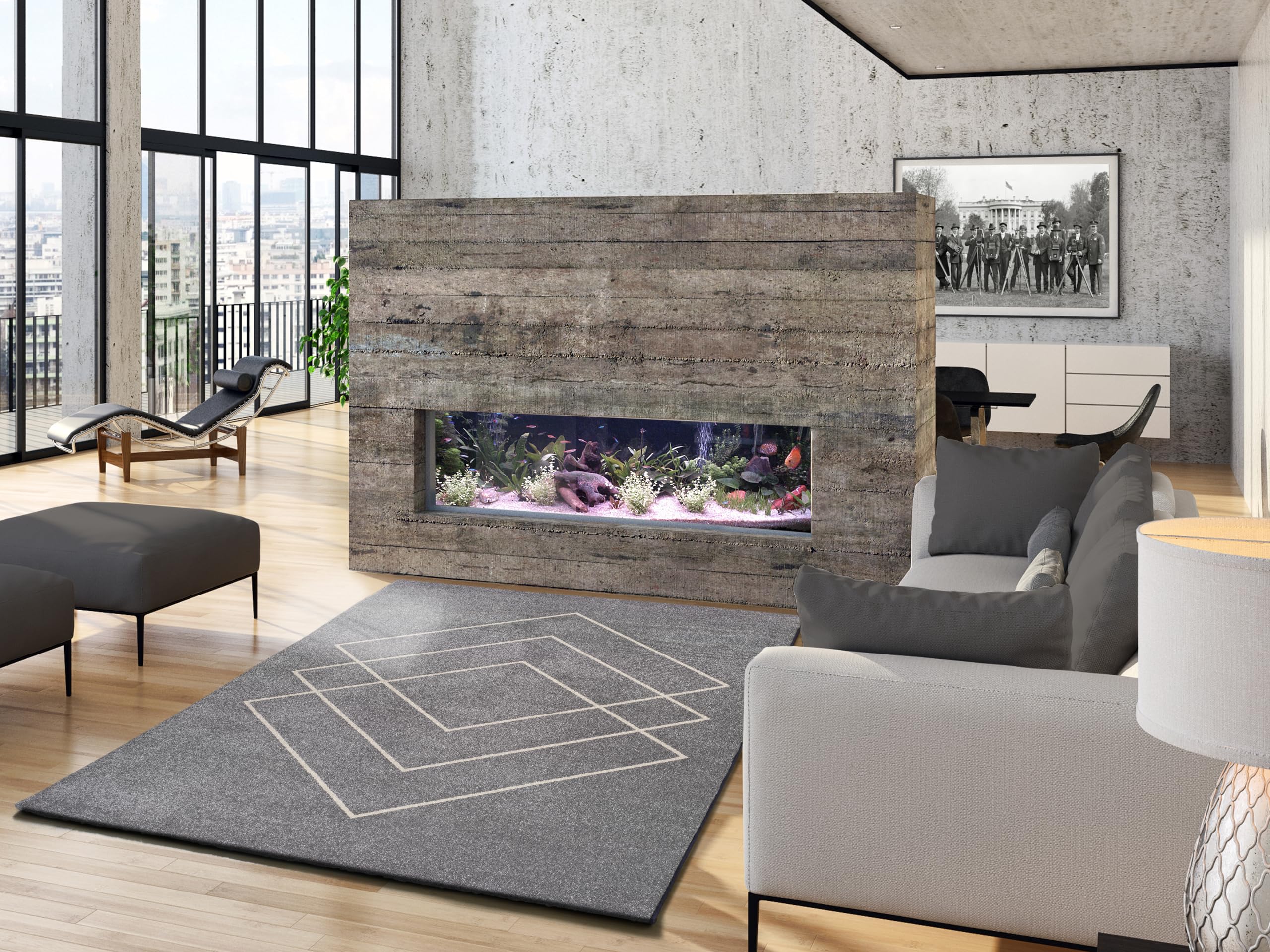 Tappeto da soggiorno modello Breda - 160 x 230 cm - Colore Argento