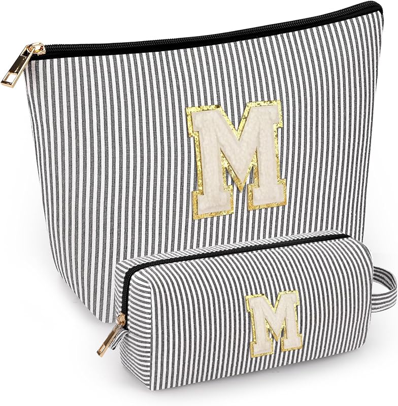 mიბasies 2 Necessaires de Maquiagem com Inicial M, Preta