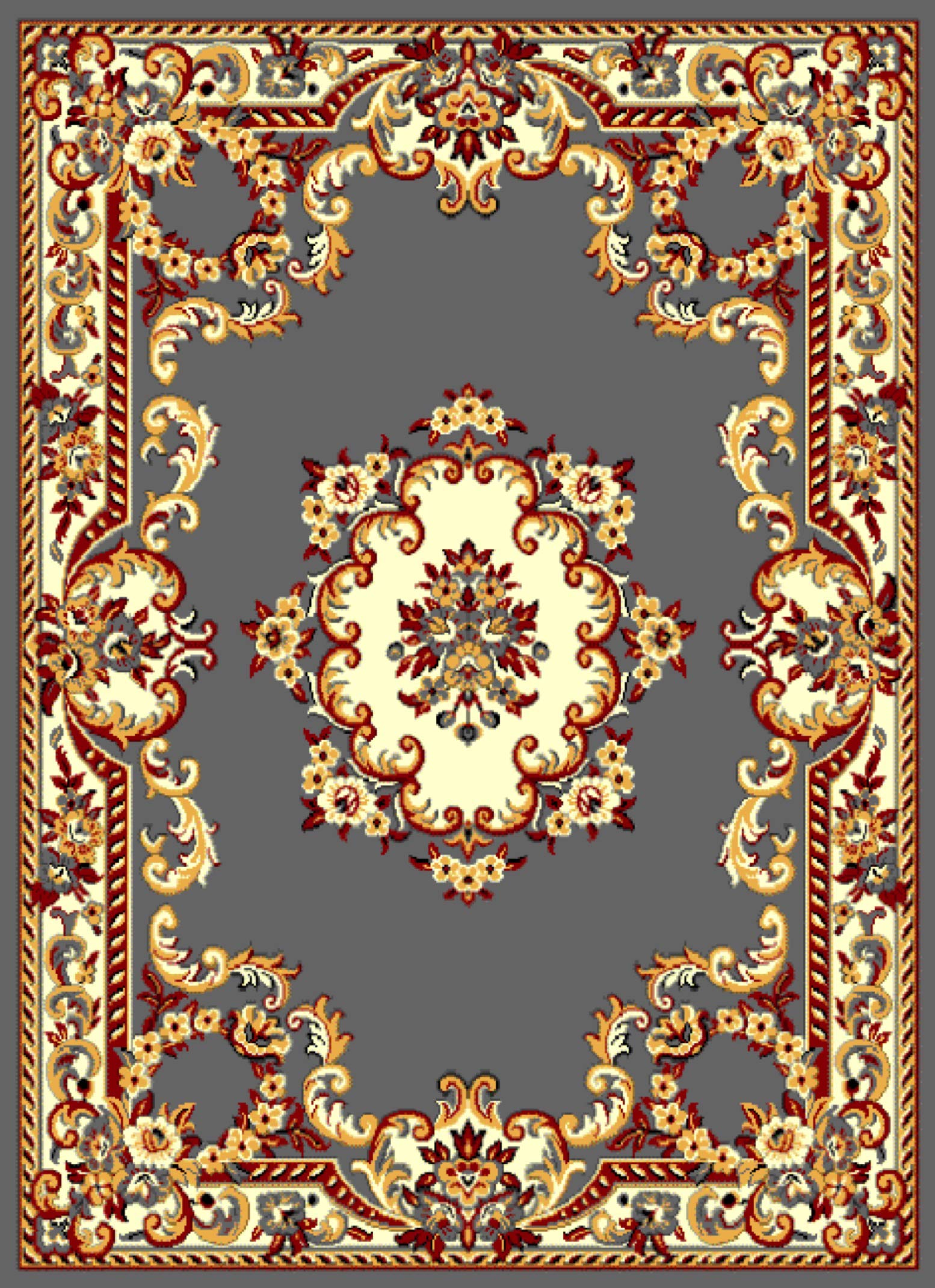 SrS Rugs® Luna Collection, Living Room Rug and Hallway Runner, with Soft Smooth 8mm Pile. Traditional Floral Design. 6 Colours, 6 Sizes (Grey, 160cm x 225cm) — image 1