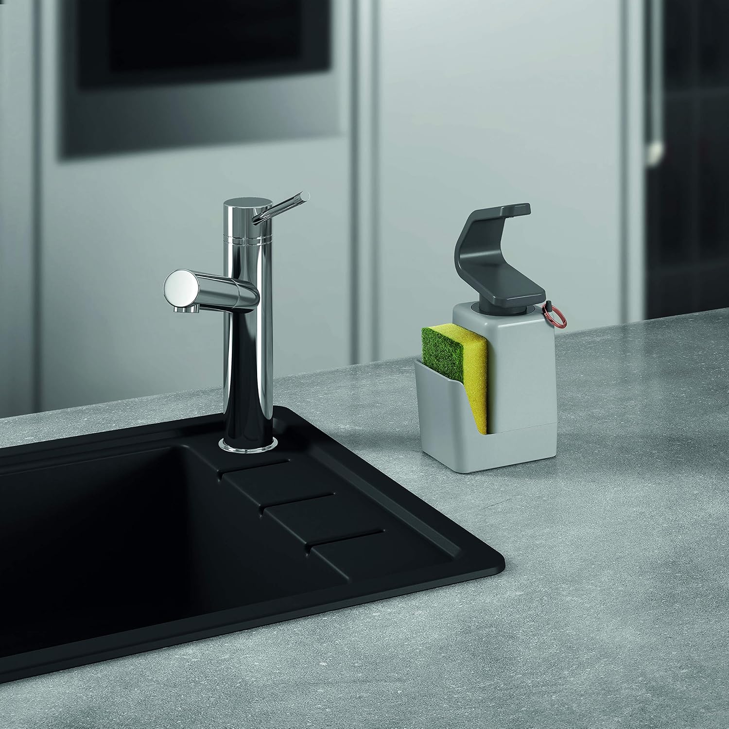 Metaltex Soap Dispenser for Sink, Grey, 11 x 8 x 22 cm