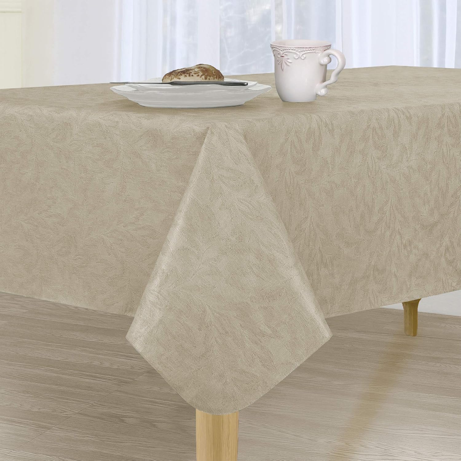 Sonoma Vinyl Tablecloth 60" x 84" Oval Vanilla Home