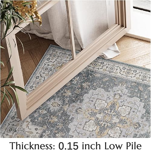 Miniatura 186 de jinchan Alfombra de Área 2x3 pies Alfombra Vintage de Entrada Lavable Bohemia Tapete Interior para Puerta Medallón Floral Tapete Pequeño para Puerta