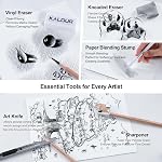 KALOUR 29 Piece Professional Sketching Pencil Set with Rollable Nylon Case - 14 Graphite Pencils (14B-5H), Charcoal Pencils, Erasers, Sharpeners & Stumps - Complete Artist Set for Beginners