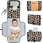KeaBabies Portable Diaper Changing Pad - Large Waterproof Baby Changing Mat, Compact Travel Diaper Clutch, Functional Pockets Fit Newborn Essentials, Wipeable & Padded Baby Changer (Dino Ridge)