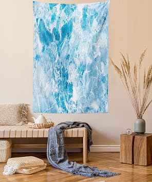 Lunarable Marble Print Tapestry, Surface of a Shady Rock Pattern in Hand Drawn Style of an Ink Marbling Background Repeated Art, Fabric Wall Hanging Decor for Bedroom Living Room Dorm, 23" X 28", Blue