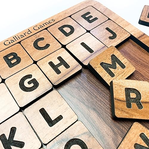 Miniatura 6 de Rompecabezas de madera con números de diapositiva de quince piezas, piezas no magnéticas (5 x 5 - ABC) grande, color beige