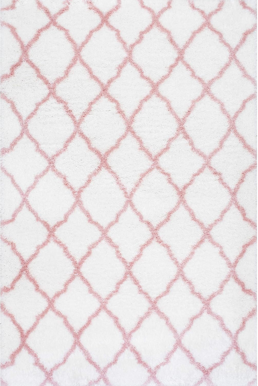 nuLOOM Nelda Trellis Kids Shag Area Rug, 6' 7" x 9', Baby Pink