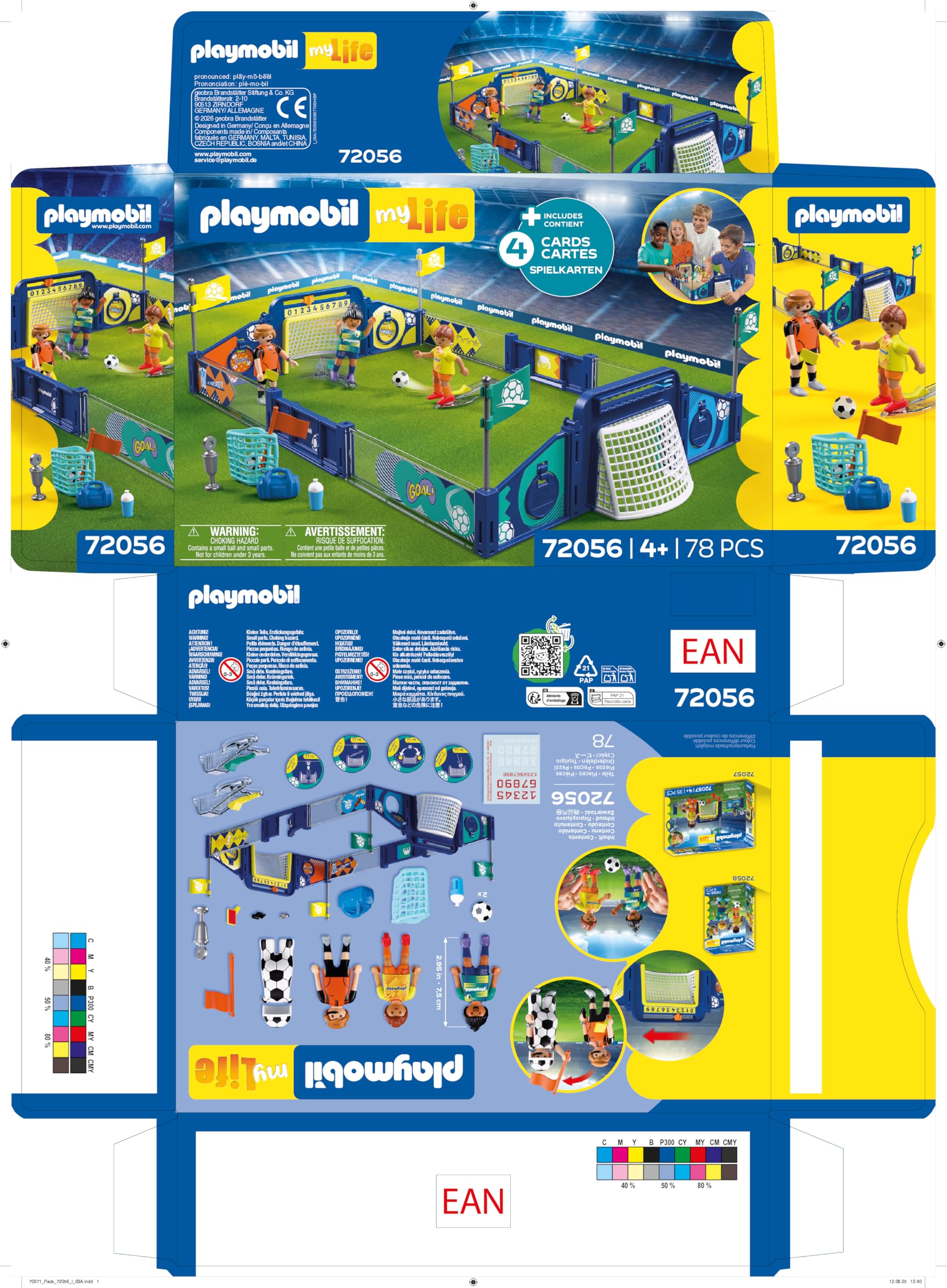 PLAYMOBIL My Life 72056 Arena de Football avec mécanisme de tir et 2 buts pour Jouer à partir de 4 Ans