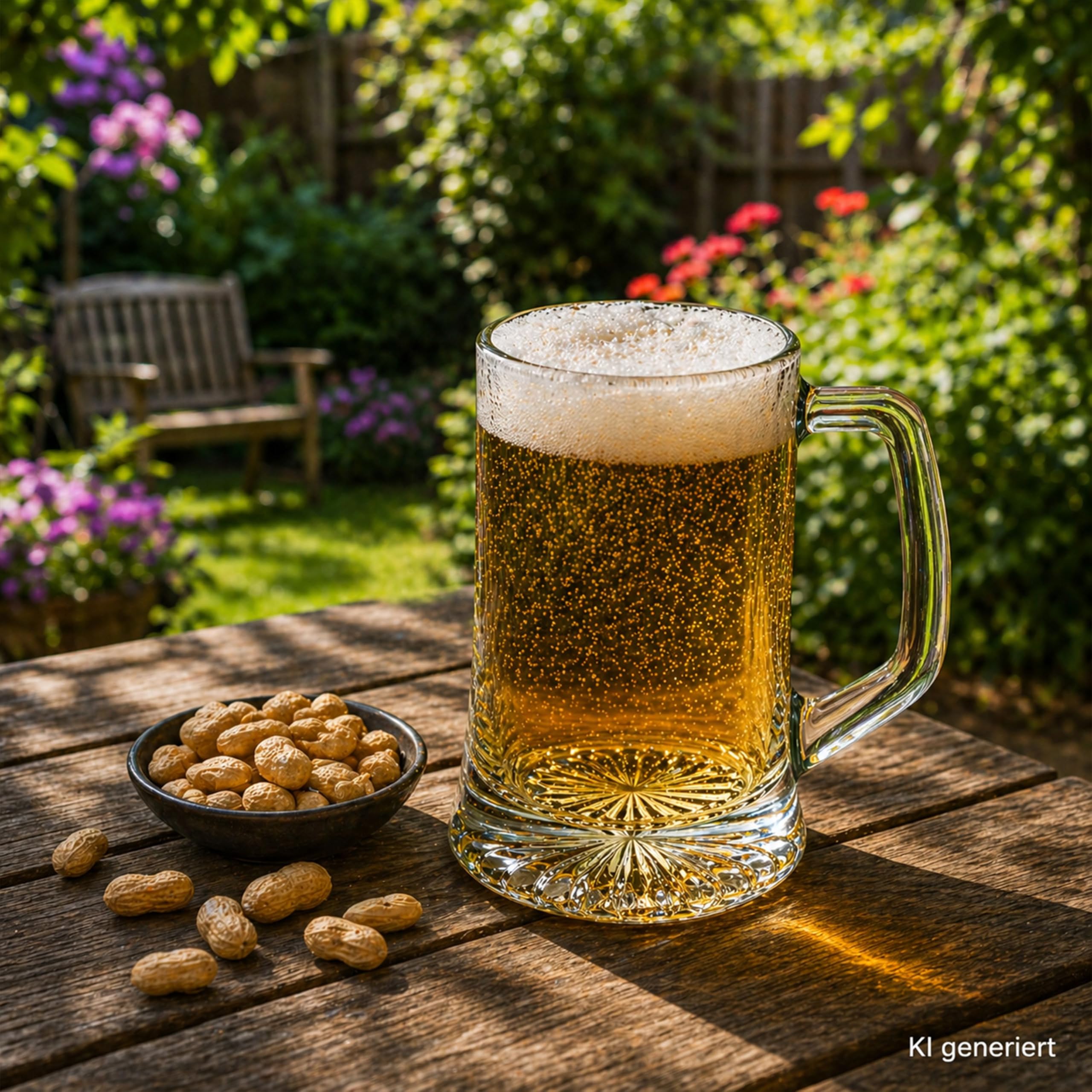 MamboCat Akki - Set di 12 boccali da birra da 0,2 l, altezza 12,2 cm, per 12 persone, in vetro con fondo a stella e manico, bicchieri da birra trasparenti da 200 ml, per feste