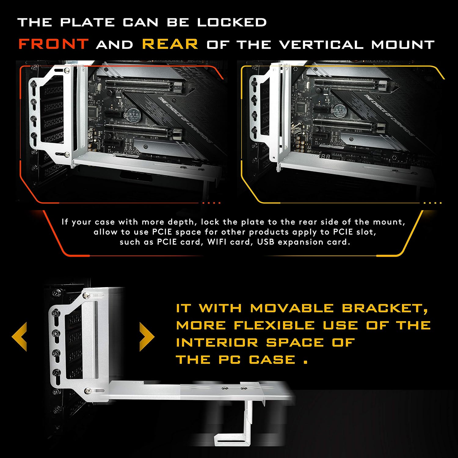 EZDIY-FAB Vertical Graphics Card Holder Bracket with ARGB 5V 3Pin LED,GPU Mount,Video Card VGA Support Kit with PCIE3.0 Riser Cable- White