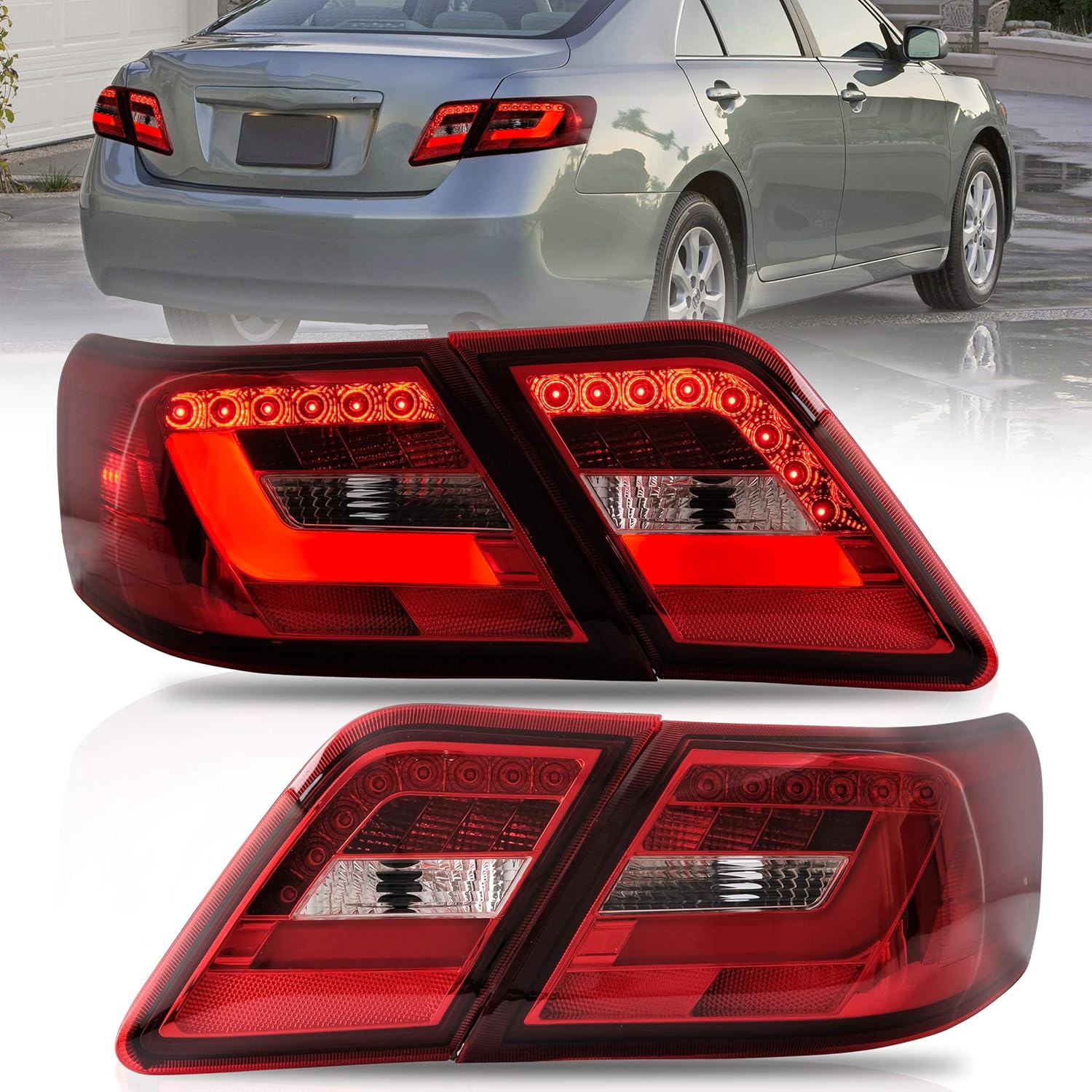 VLAND Taillights Assembly fit for 2007-2011 Toyota Camry, Plug and Play, Not Fit for Camry LE/SE, Smoked