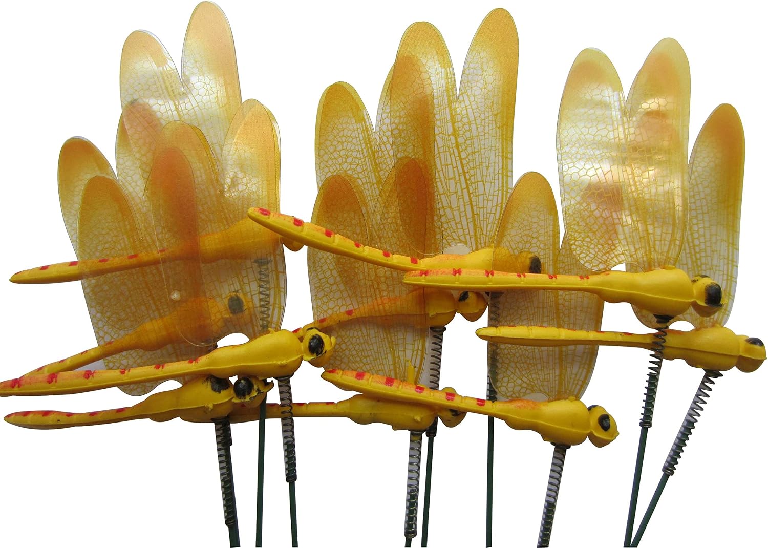 LeBeila Dragonfly Outdoor Decor for Yard Planter Decorations Gardening Stakes 3D Dragonfly Art Craft Garden Ornament and Patio Yard Party Pot Flower Decals Statues 7 CM (10, Yellow)