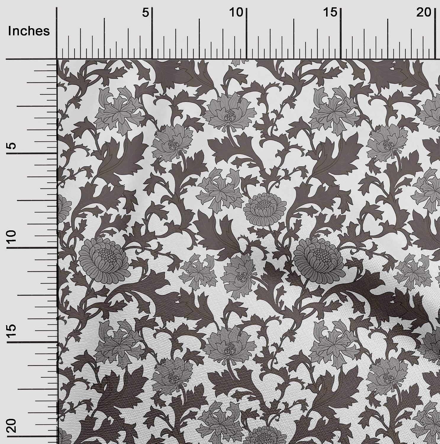 oneOone Cotton Flex Black Fabric Leaves & Floral Artistic Craft Projects Decor Fabric Printed By The Yard 40 Inch Wide