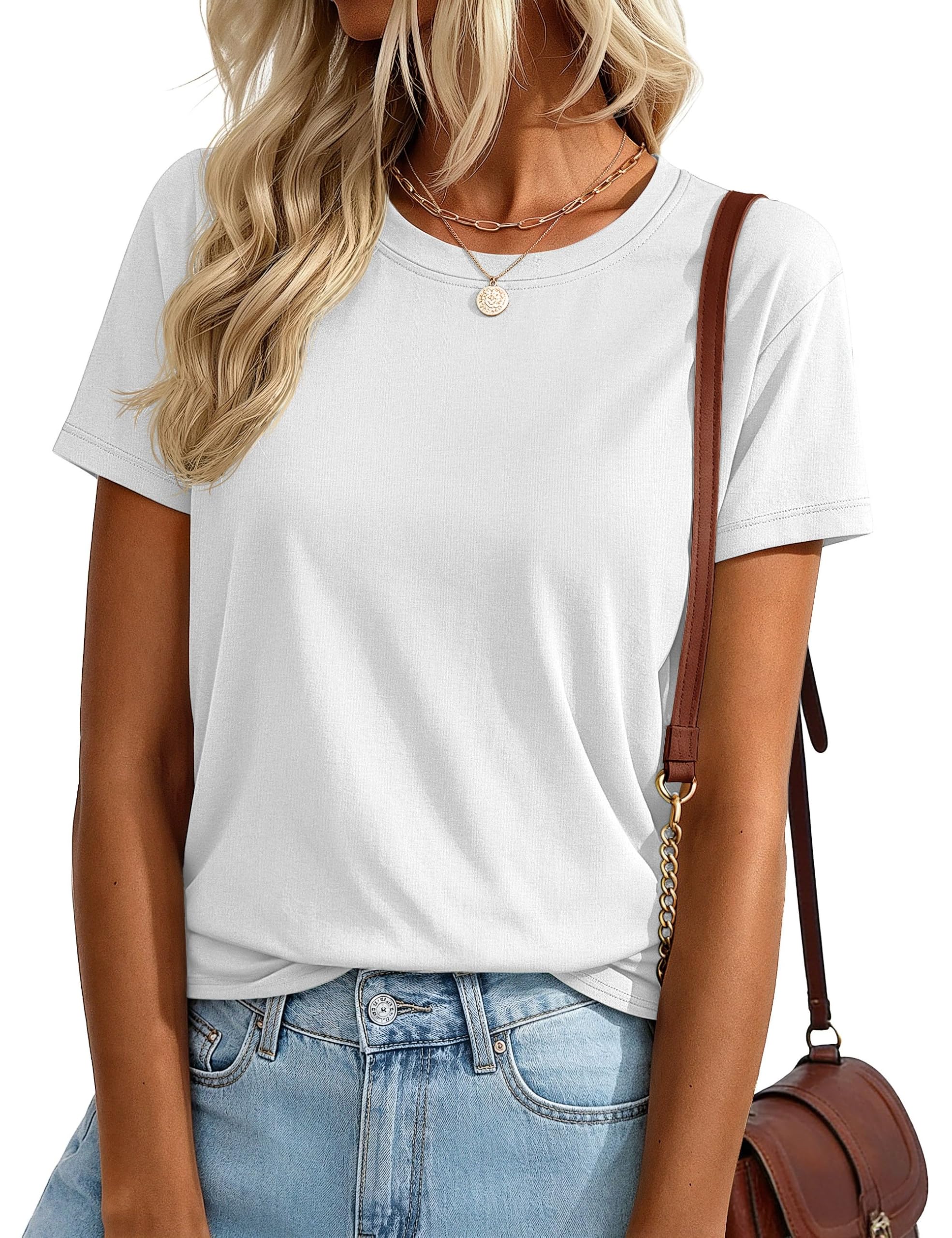 T Shirts for Women Short Sleeve Summer Cotton Breathable Basic Tee