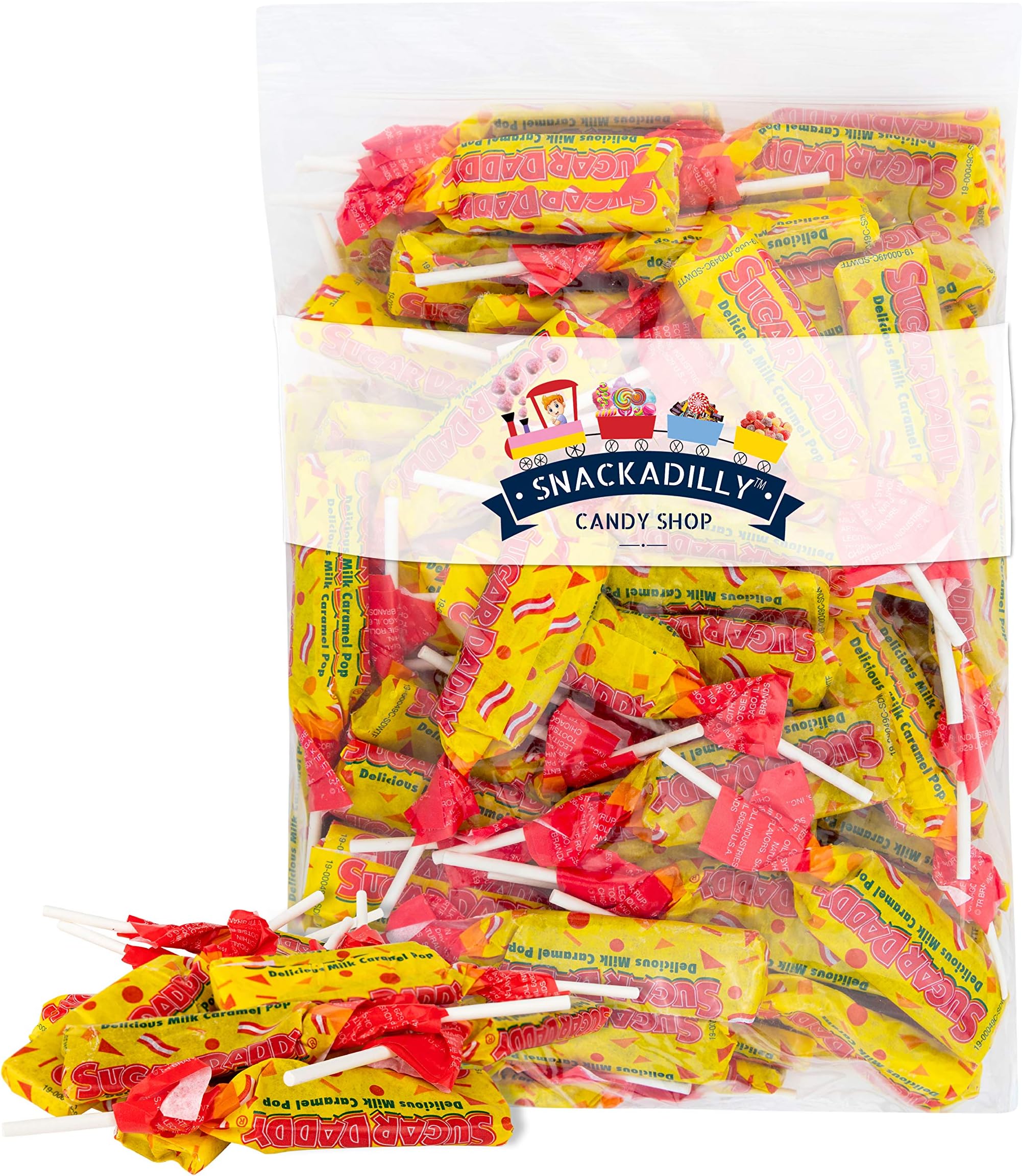 Caramel Pops Bulk 1 Pound Bag - (Approx. 34 Pops) Milk Caramels Freshly Packed by Snackadilly