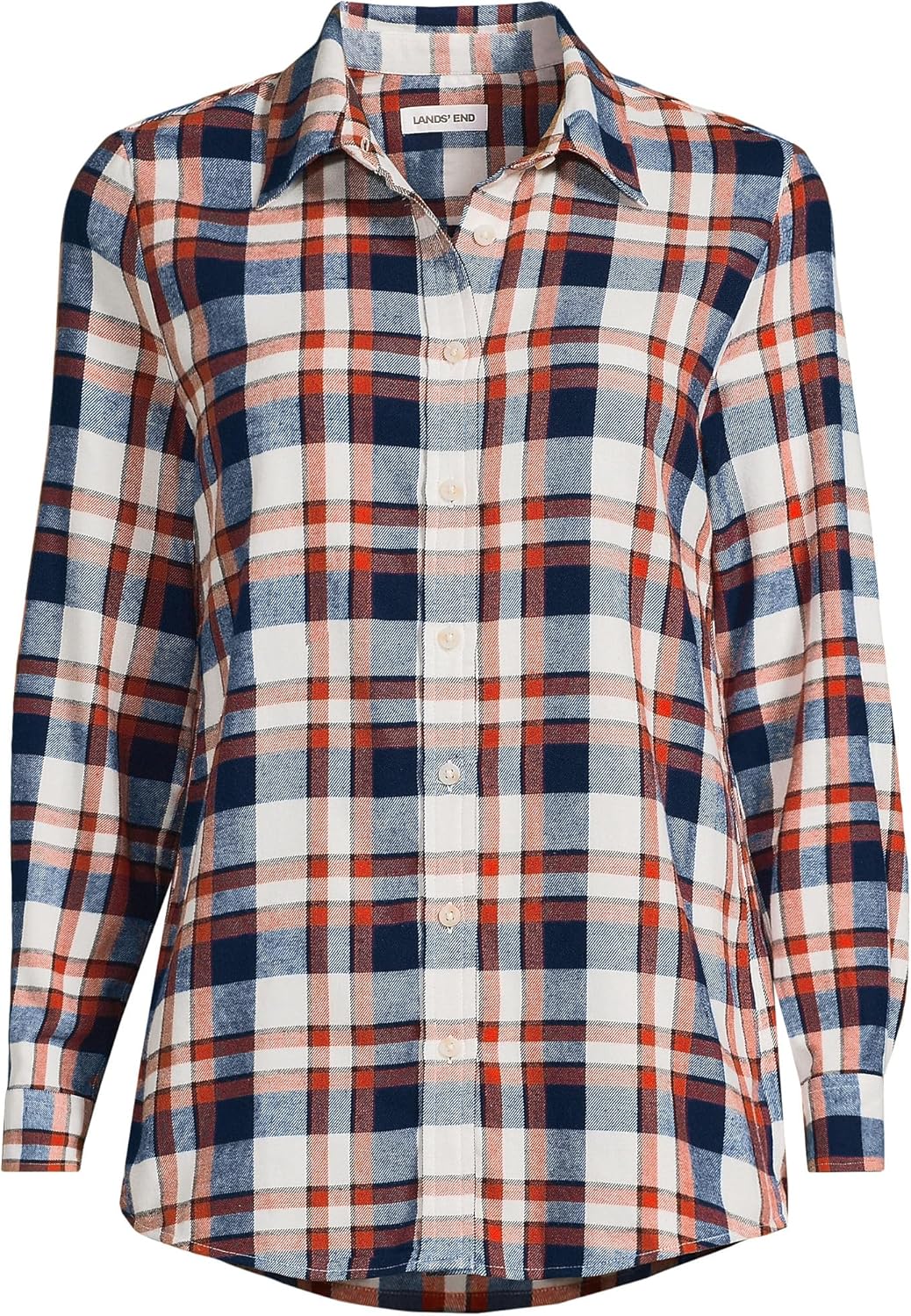 Lands' End Women's Flannel Boyfriend Fit Long Sleeve Shirt - Image 4