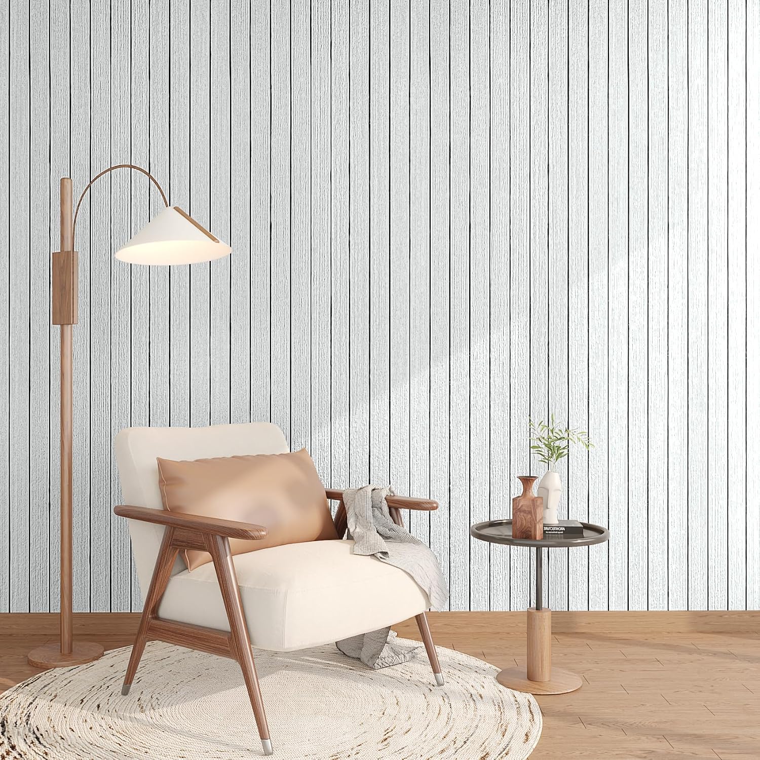 Panneau Mural Bois 3D Autocollant Gris Clair - 30x500cm