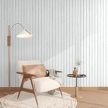 Livelynine Wall Panel Wood Decorative Interior 3D Wall Panels Sticker Embossed Effect Modern Light Grey 30cm x 5m Adhesive Wood Grey White Living Room Entrance Office Thick Wallpaper