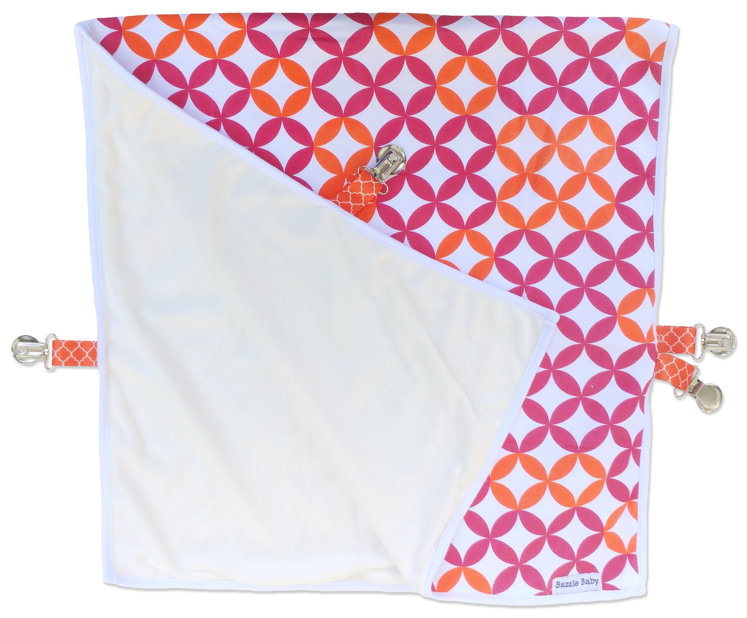 Bazzle Baby Go Blanket, Machine Washable & Soft Plush Travel Blanket with Secure Snaps to Keep Blanket in Place, Fits Car Seats & Strollers for Comfort on The Go