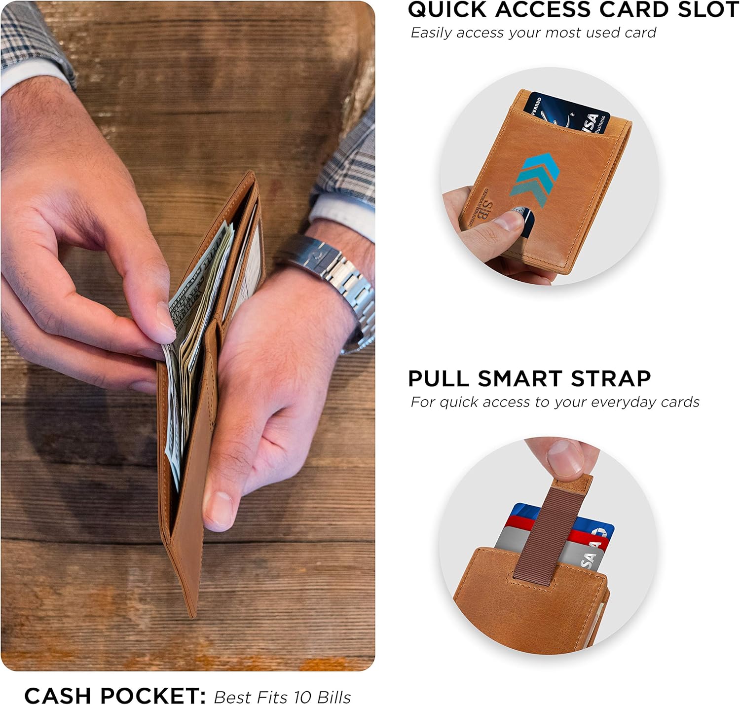 SERMAN BRANDS RFID Blocking Slim Bifold Genuine Leather Thin Minimalist Front Pocket Wallets for Men Billfold Wallet Men Gift - Image 4