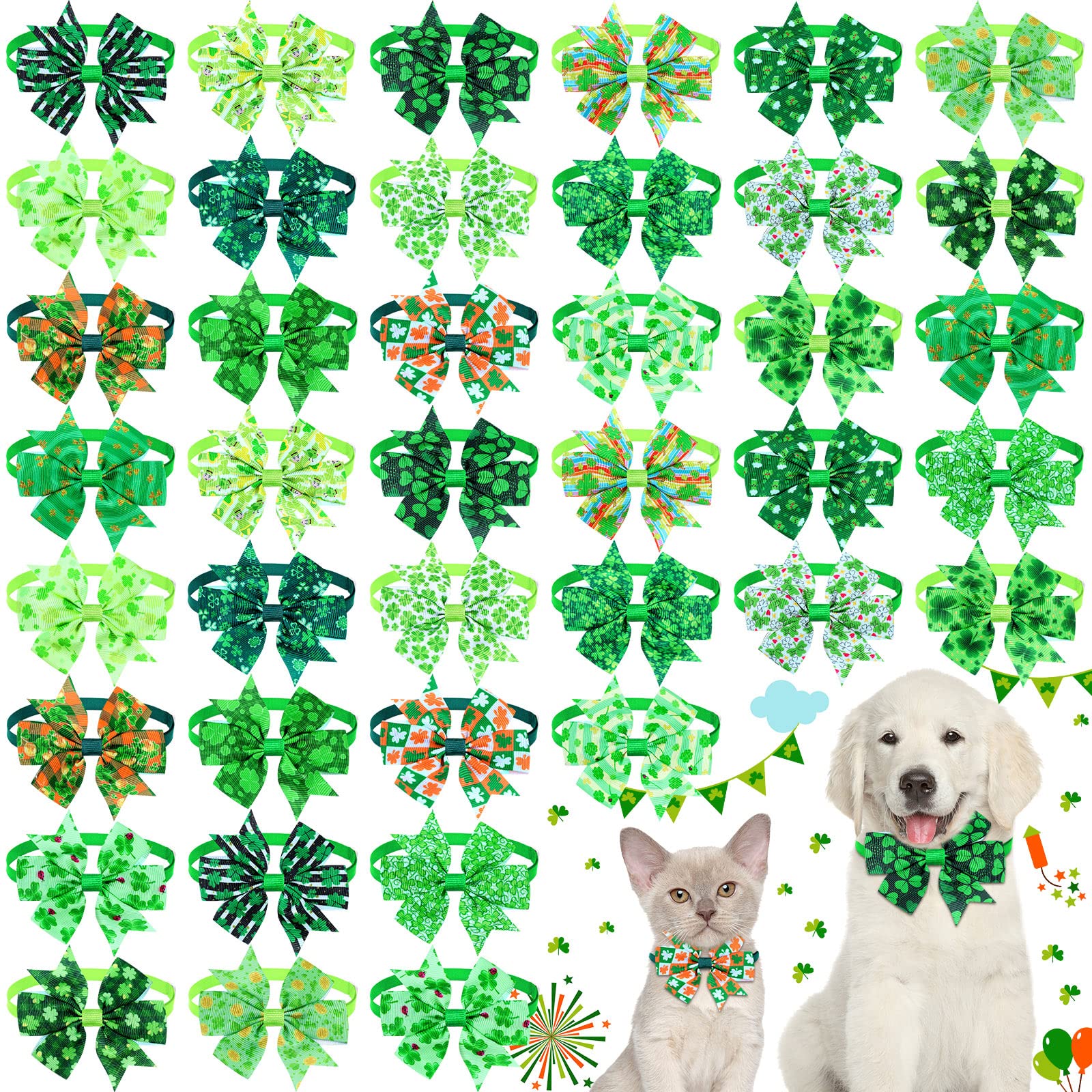 Nœud papillon pour chien et chat lot de 40 accessoires réglables trèfle