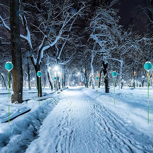 Miniatura 4 de 8 marcadores reflectantes para entrada de vehículos de 48 pulgadas, reflectores de doble cara de fibra de vidrio, estacas de nieve con fácil
